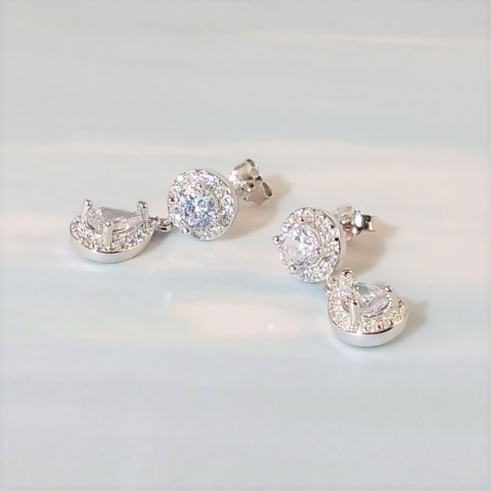 Simulated Diamond 5 Carats tw Dangle Post Earrings